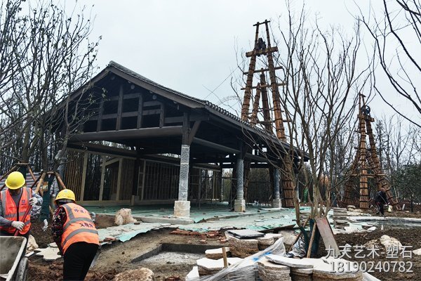 成都園博會(huì)自貢園塑石景觀施工中